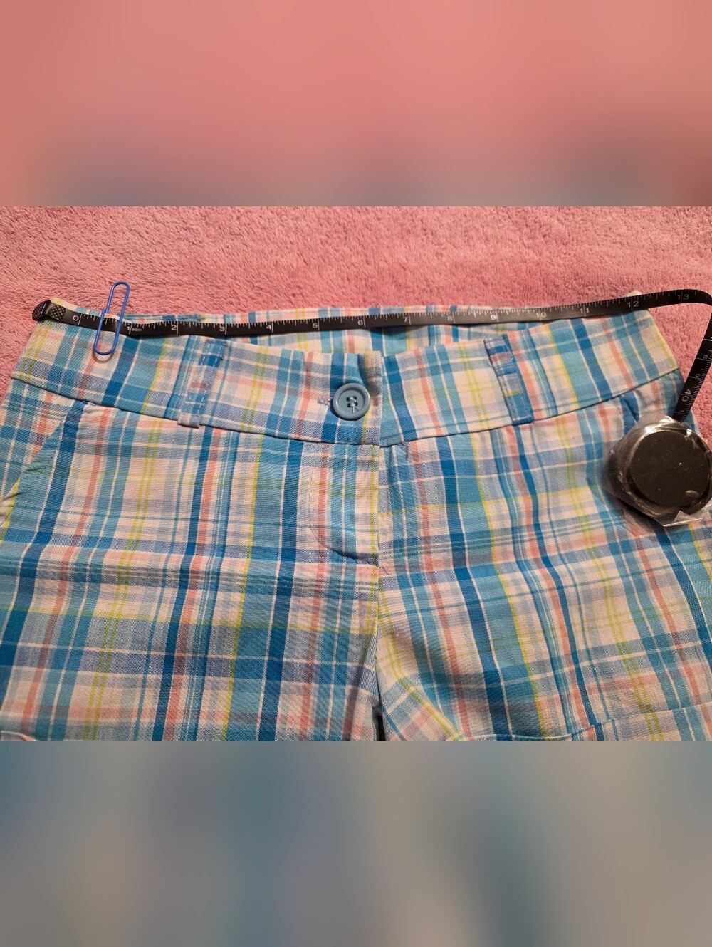 2 for $20 Plaid Patterned Blue Shorts - Size Small - Picture 4 of 6